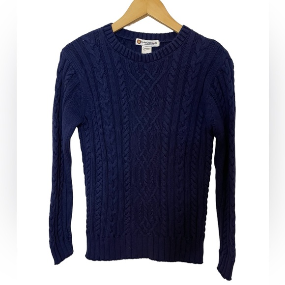 Pocketfull of Posies Sweaters - Pocketfull of Posies Cable-knit Crew Neck Cotton Sweater Navy Blue Size 14